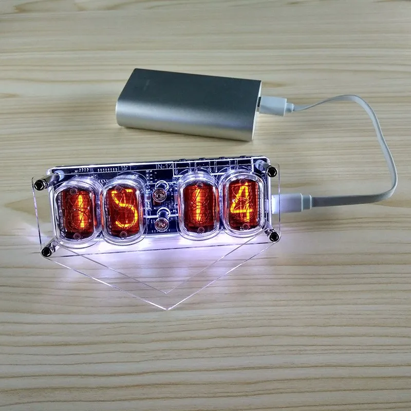 В 12 Nixie часы 4 разрядный DS3231 с красочными светодиодный Подсветка версия (без