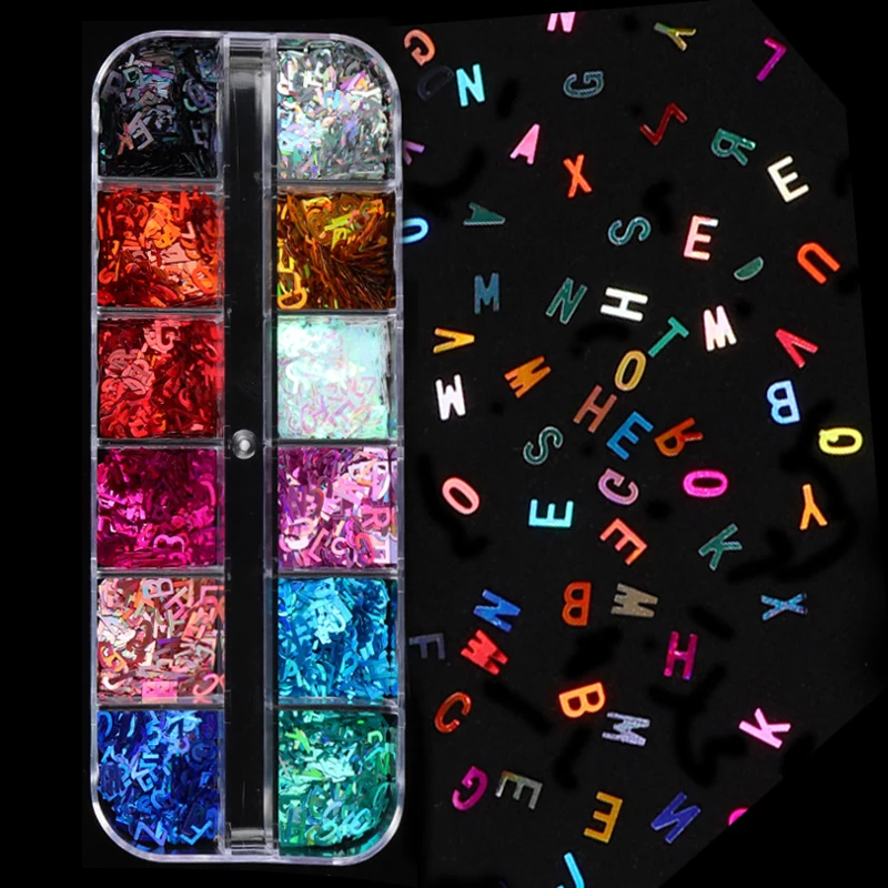 Лазерная Письмо ногтей стразами блестящие хлопья голографическая блестки