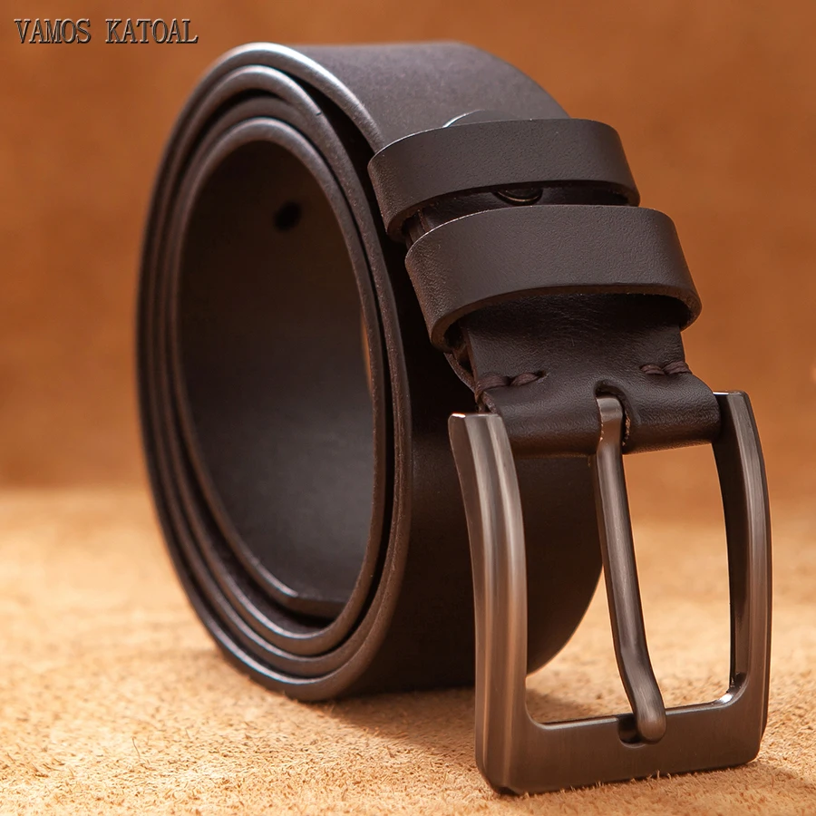 VAMOS KATOAL 100% Genuine Leather Belts For Men High Quality Casual Jeans Belt Cowskin Business Belt Cowboy waistband