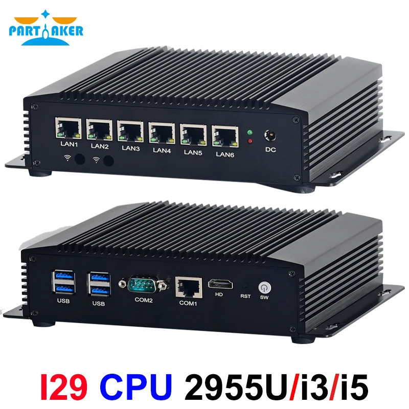 6 * LAN 2 COM мини маршрутизатор для ПК 4G поддержка Core i5 8265U 4200U i3 4005U 6157U Celeron 2955U HD AES IN DDR3