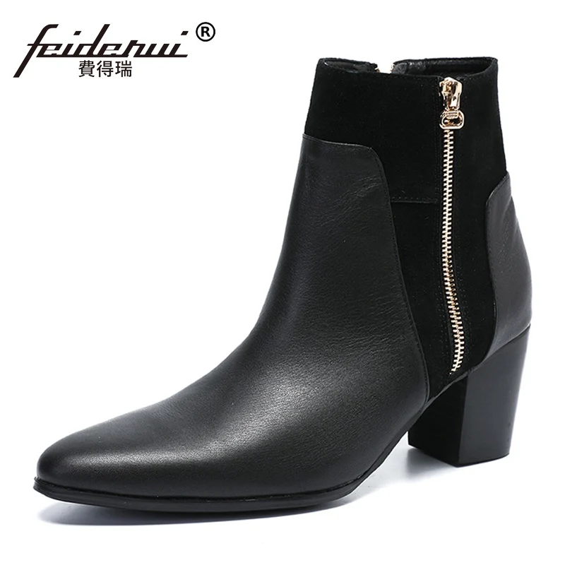 Новинка красивые мужские ботинки ручной работы на высоком каблуке с острым