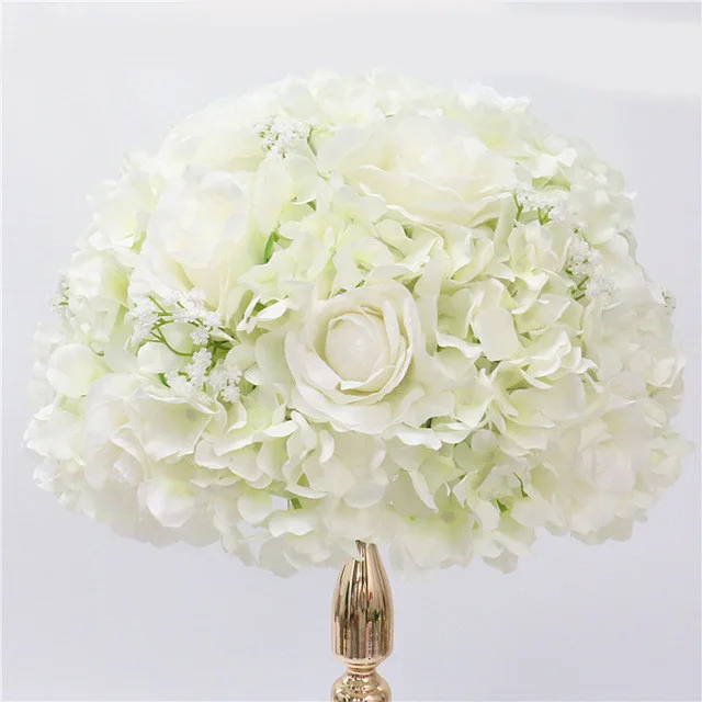 White ball 35/40/50 искусственный цветок, стол, центральный венок, вечерние, свадебные декорации, дорога, свинец, цветок, шар, роза, Гортензия, Гипсофила - Цвет: White ball