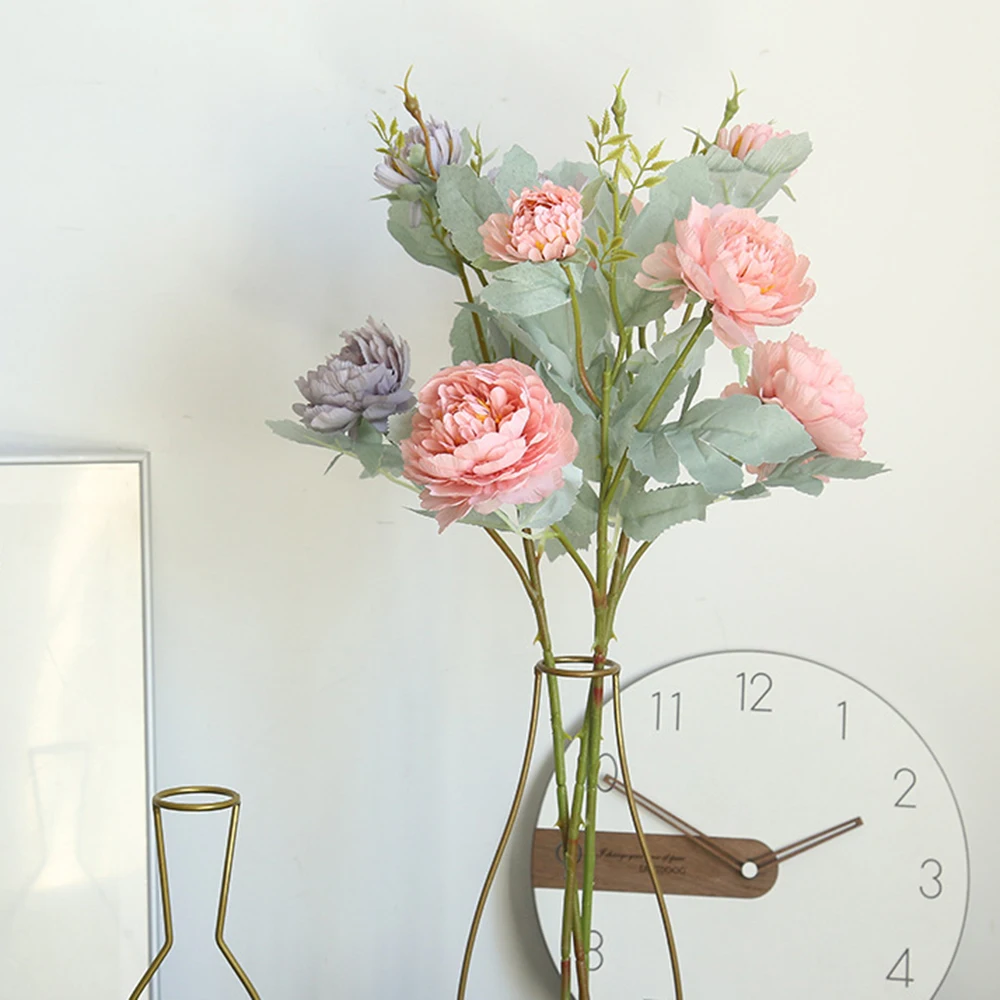 

Simulation 3 Peony Flowers Artificial Plant Home Wedding Decoration Artificial Flowers Photography Living Room Decor Flores