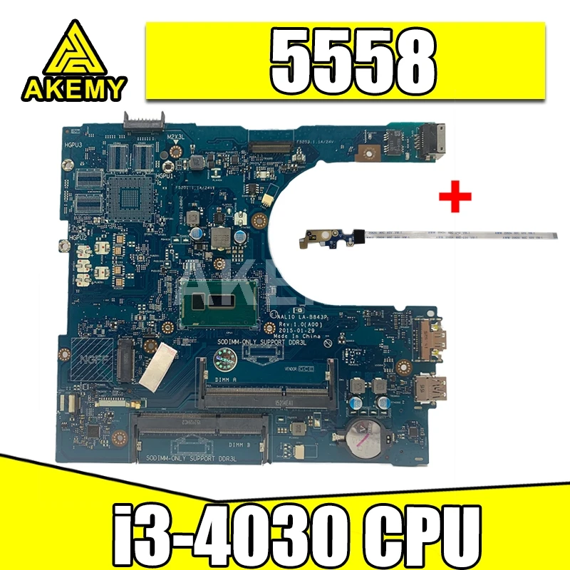 

AKemy для dell inspiron 5558 5758 5458 материнская плата SR1EN i3-4030 cpu встроенный CN-0W45H6 W45H6 0W45H6 AAL10 LA-B843P протестирован