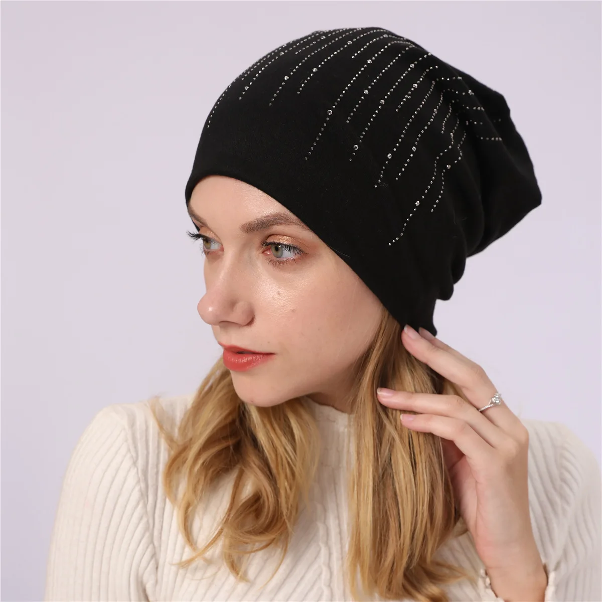 Стразы beanies turban головные уборы для женщин эластичные мягкие хлопковые шапки бини шапки Женская мода шапки сплошной цвет весна-осень шляпа