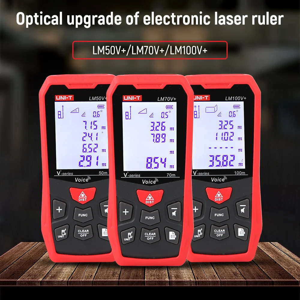 

UNI-T LM50V/70V/100V+ Laser Range Finder 50M 70M 100M Meters Electronic Ruler Voice Broadcast USB Charging 2.0-inch Display