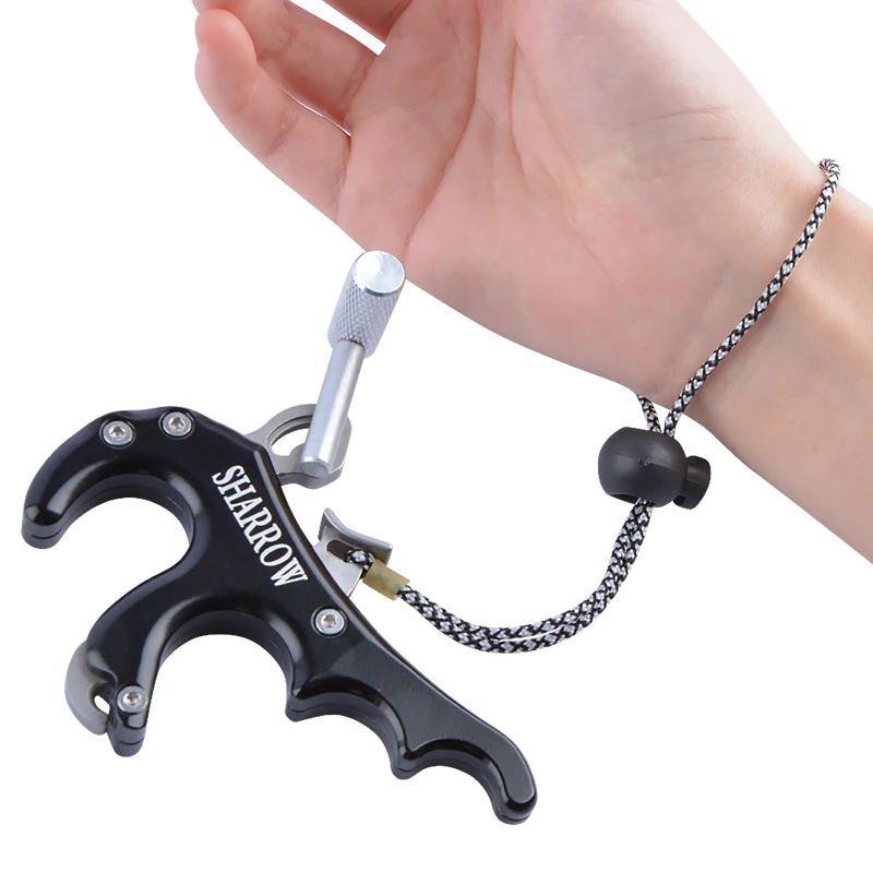 

1pc Archery Compound Bow Release Aids Aluminum Alloy Thumb Trigger 4 Finger Grip Caliper Release Portable Hunting Accessories