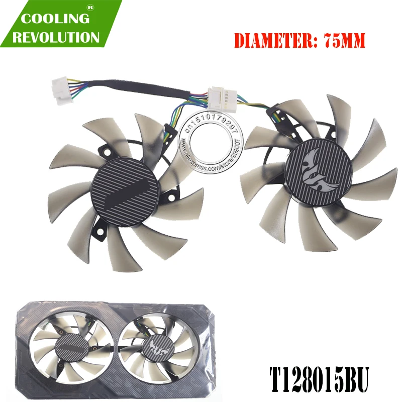 Refrigerador para Asus Ventilador de Refrigeração da Placa Gtx1660 ti Gtx 1660 1660ti Tuf Gaming oc Rtx2060 Gráfica T128015bu Fd8015u12d 6pin Rtx 2060