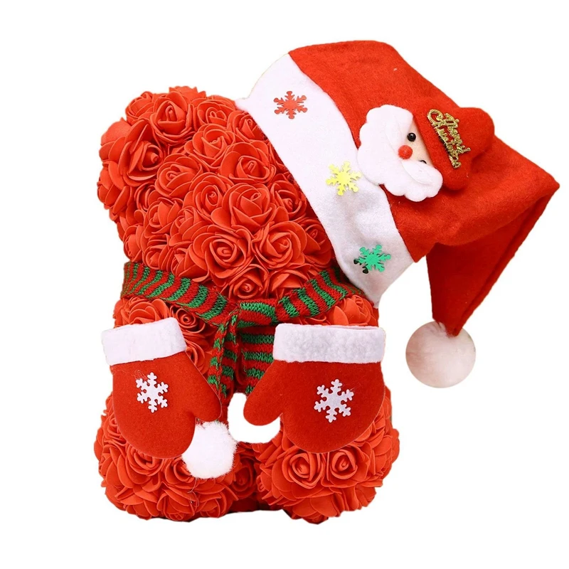 

2Pcs 40cm Teddy Bear of Rose Artificial Flowers PE Rose Bear Antlers Rose Bear