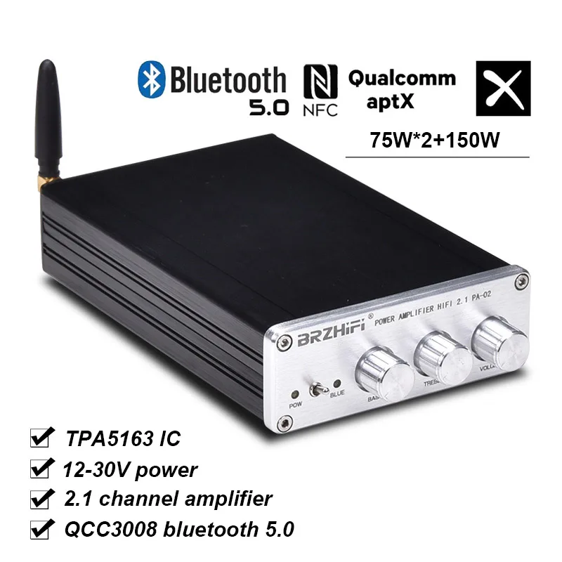 Lusya TPA5613 2 1 HIFI цифровой аудио усилитель QCC3008 Bluetooth 5 0 75 Вт * + 150 мощности для