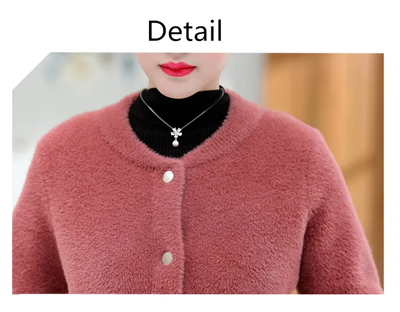 XJXKS Sueter Mujer Invierno плюс размер кардиган Повседневный круглый вырез длинный рукав однобортный пушистый женский свитер пальто