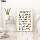 Настенный постер с русским алфавитом для детей, Картина на холсте с буквами животных, обучающая картина для декора детской комнаты