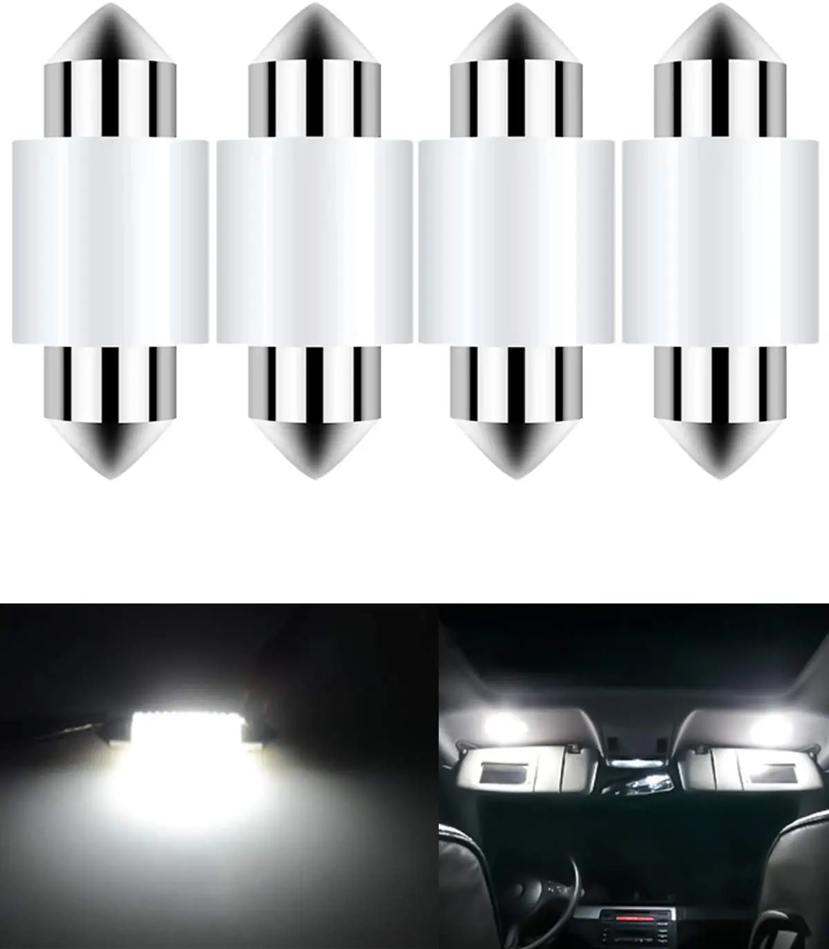 

4-Pack 31MM White 9V-18V CAN-Bus DE3175 DE3021 DE3022 3175 6428 LED Festoon Festoon Bulbs Car Interior Dome Map Door Plate Light