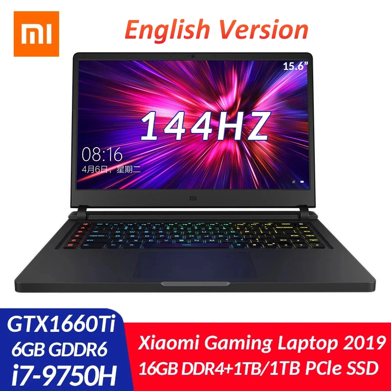 Оригинальные Xiaomi Mi Band игровой ноутбук 15 6 дюймов GTX1660Ti i7 9750H 16G DDR4 1 ТБ SSD 144 Гц 72% NTSC с