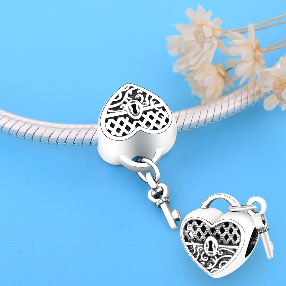 Fit Original Europe Charm Bracelets Authentic 925 Sterling Silver Key to My Heart Dangle For Women Man DIY Jewelry Making | Украшения и