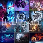 Алмазная 5D картина с флуоресцентным тигром, полноразмерная круглая инкрустированная стразами, вышивка сделай сам, живопись с животными, вышивка крестиком