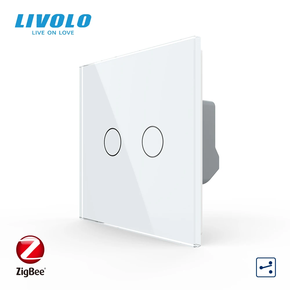 

Настенный сенсорный высветильник ель LIVOLO ZigBee, европейский стандарт, 2 клавиши, перекрестное Беспроводное управление, для Google Home Alexa Echo Device