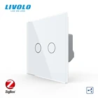 Настенный светильник ZigBee LIVOLO, стандарт ЕС, сенсорный переключатель, 2 комплекта, двухстороннее перекрестное Беспроводное управление для Google Home, устройство для эхо, Alexa