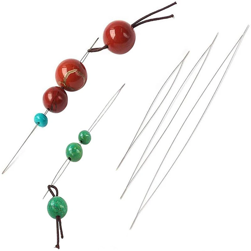 Иглы для бисероплетения MIUSIE с большими изогнутыми глазами иглы и жемчужины нитка