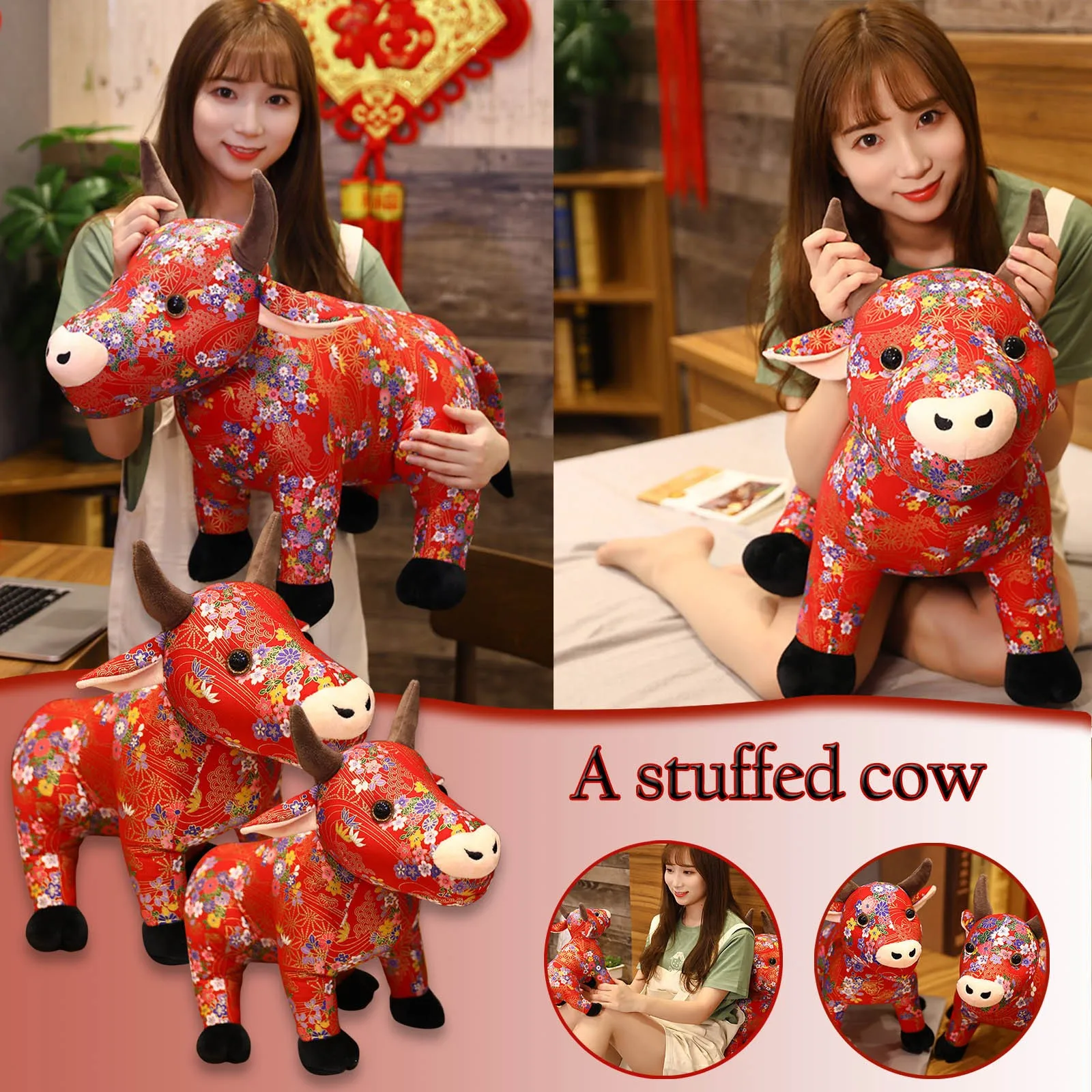 Мягкая плюшевая игрушка с рисунком животного праздничный подарок для друга