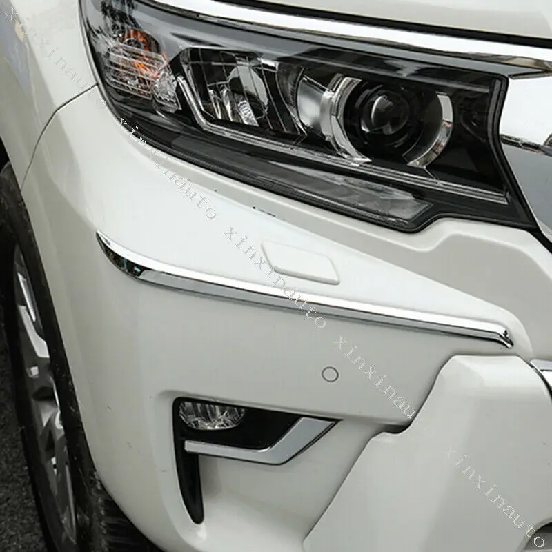ABS Chromed Front Bumper Molding Cover Trim Strips 2018 2019 for Toyota Land Cruiser Prado FJ150 150 Accessories | Автомобили и