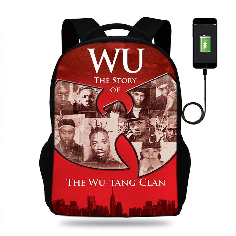 17-дюймовый рюкзак Wu Tang Killa Bees Hip с принтом женские рюкзаки usb-зарядкой для