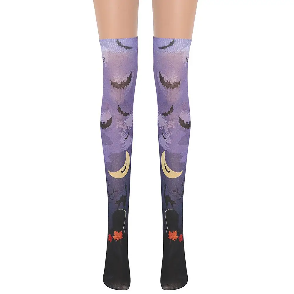 Креативные чулки с декором сделай сам для Хэллоуина клоун выше колена бледно