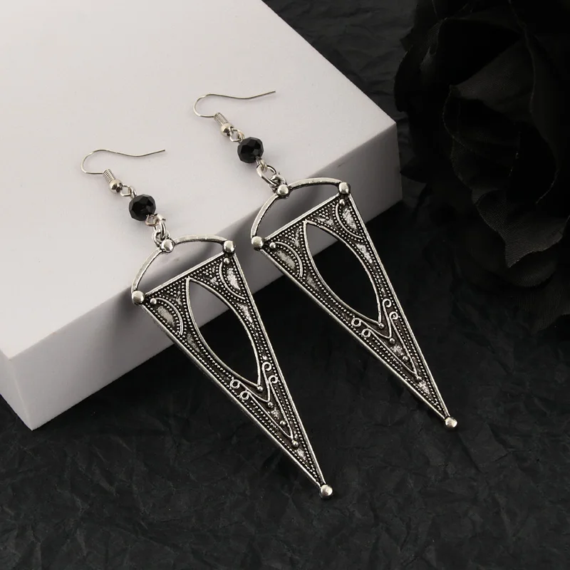 New Tarot Occult Dark Inverted Triangle Geometry Dangle Earrings Jewelry Send Women Gothic Gift Classics