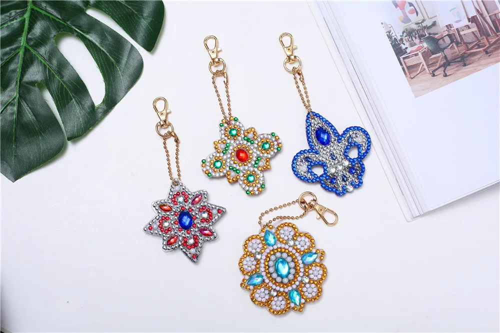 QC014 1-6 шт DIY бриллиантовый брелок специальная форма полный Алмазный Рисунок брелок для ключей Вышивка крестом женская сумка брелок для ключей - Цвет: QC014