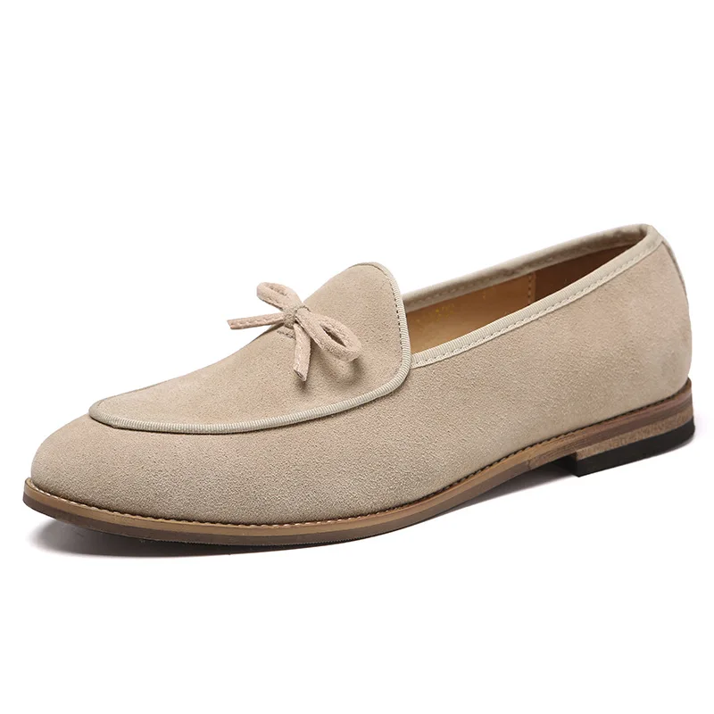 beige Брендовые Мужские модельные туфли из замши; коллекция года; Классическая Повседневная обувь; мужские кожаные модельные туфли-оксфорды; Zapatillas; мужская обувь на плоской подошве; большие размеры - Цвет: beige