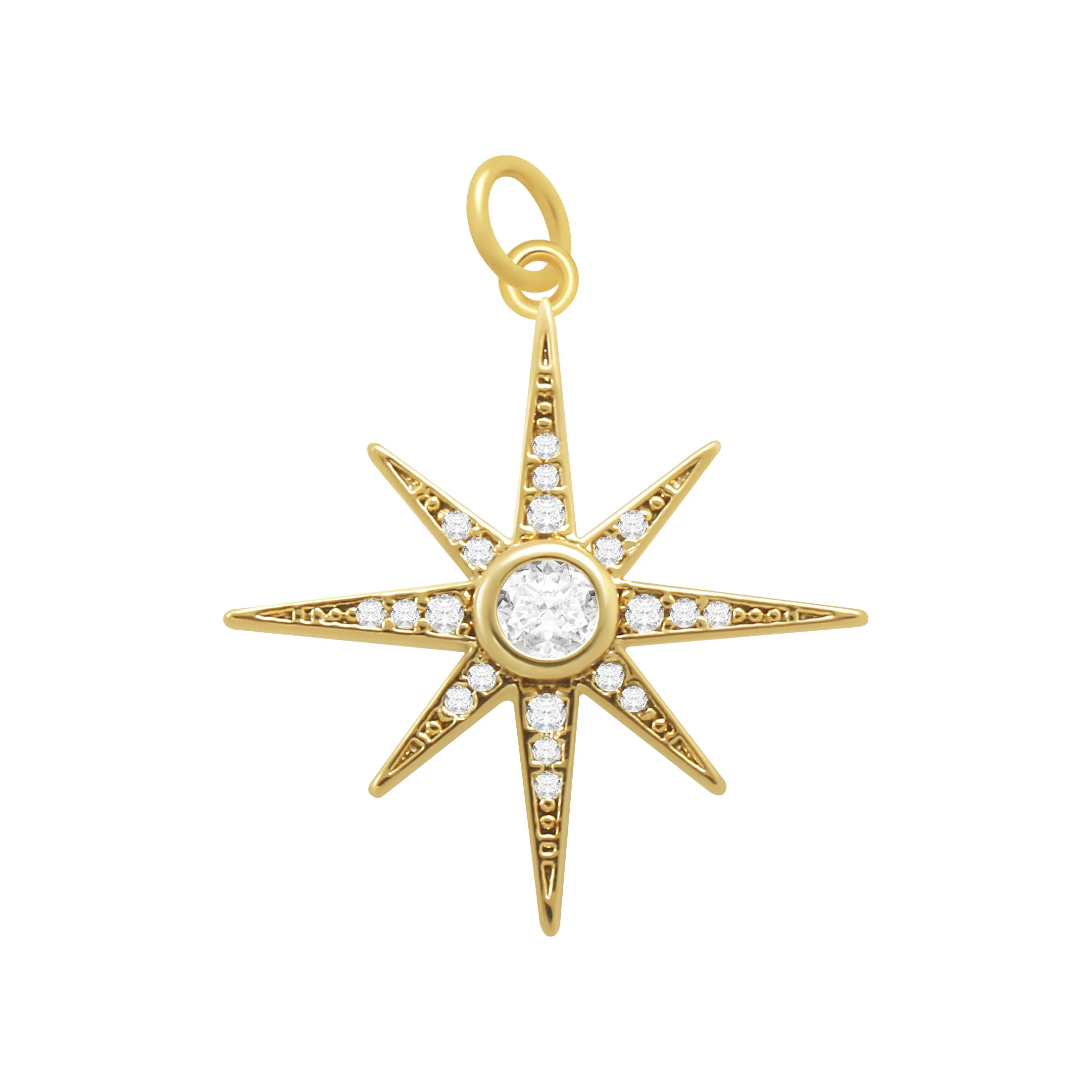 AAA кубический цирконий Хрустальный позолоченный латунный Sun Starburst кулон для