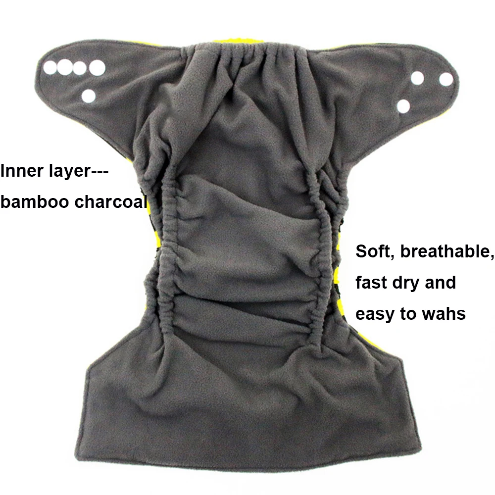 Моющиеся тканевые подгузники для новорожденных с бамбуковым углем AIO карманами