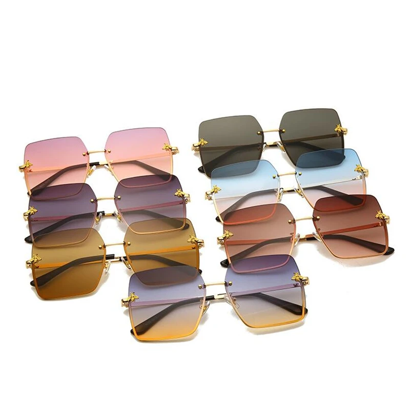 Новинка 2022 модные солнцезащитные очки с маленькой Пчелкой женские без оправы со