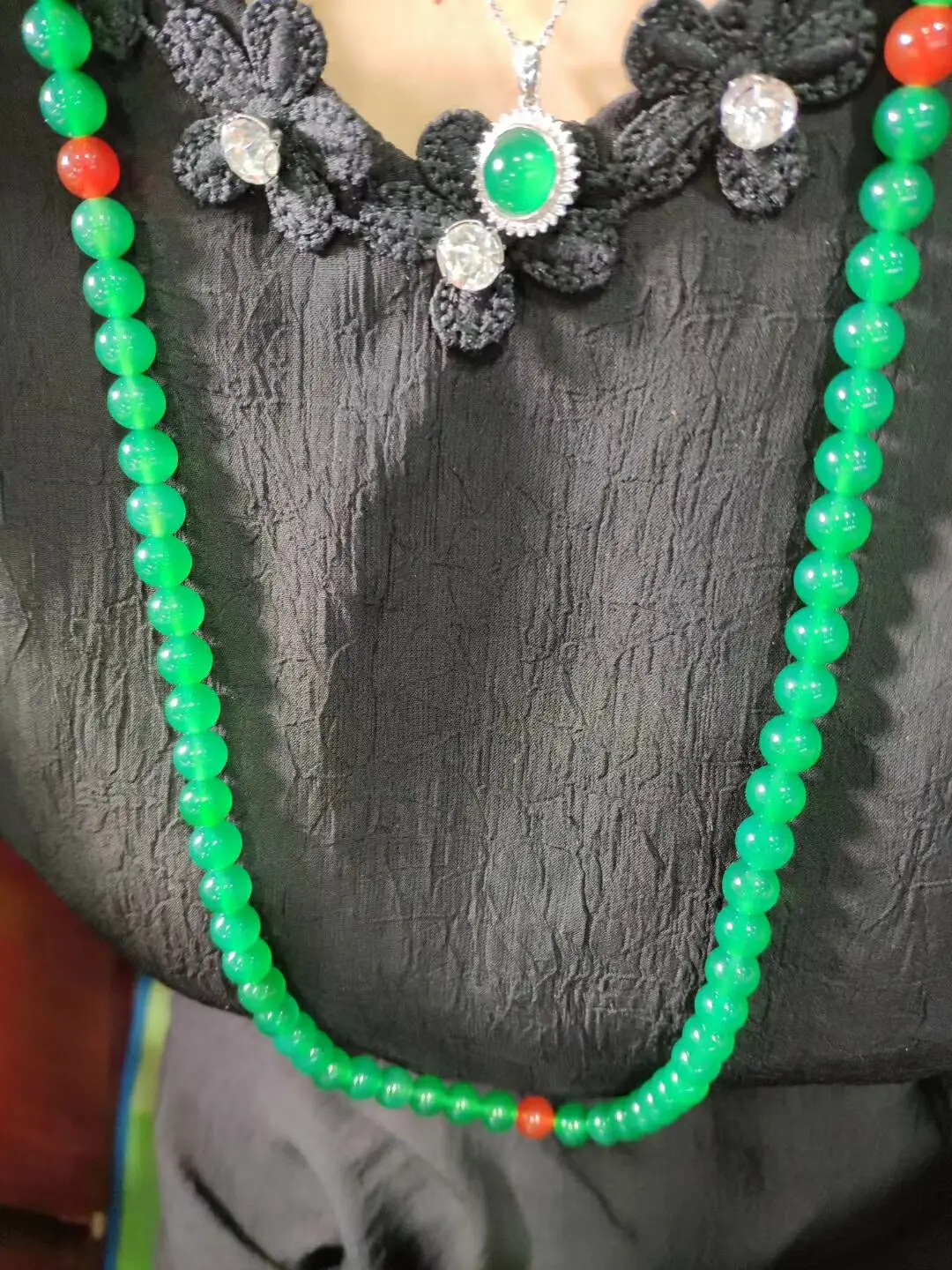 

LETSFUN Natural Green Jade Pendant Necklace Fashion Ornaments