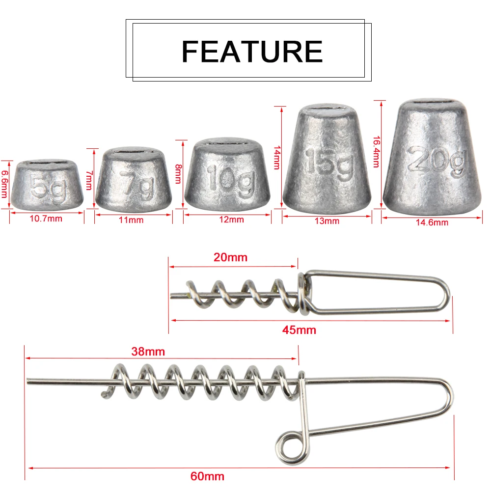 Палисандр мульти глубина винт и свинца рыболовные веса пополнения пакет для Shad