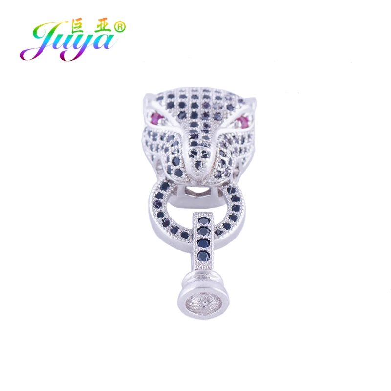 White Gold Red Eye DIY Ювелирные компоненты поставки леопардовая голова Дракон блок жемчуг застежки для натурального камня жемчуг кристалл браслет ожерелье изготовление - Цвет: White Gold Red Eye