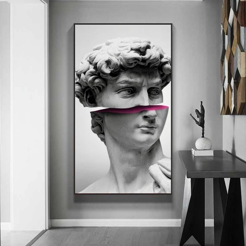 

Funny Art Of David Vaporwave Sculpture Canvas Art Posters And Prints Abstract David Canvas Paintings On the Wall Art Pictures