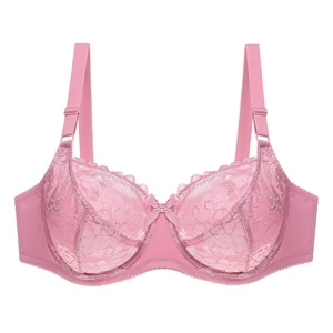 Purple Beauwear женские кружевные бюстгальтеры больших размеров на косточках, сексуальные цветочные Бюстгальтеры Soutien Gorge с полной чашкой, не поролоновые бюстгальтеры 36DD 38E 40E 42D 44E 44D 46D - Цвет: Purple