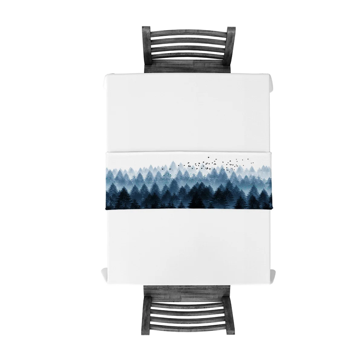 Ink Painting Coniferous Forest Flying Birds Table Runner Flag Home Party Decorative Tablecloth Runners for Wedding | Дом и сад
