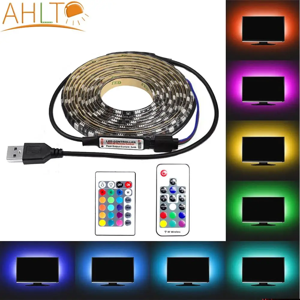 

5V USB LED Strip Lights 5050 RGB Flexible Diode Tape Lights TV Decoration Background Ribbon Neon Lighting Wall Lamp Night Light