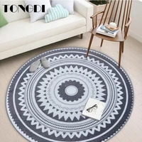 tongdi boho round carpet mat printing soft elegant absorbent anti slip rug luxury decor for home parlour living room bedroom