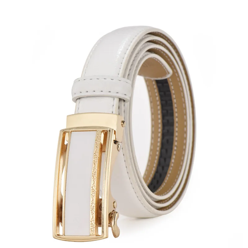 Женский ремень с автоматической пряжкой, узкий дизайнерский ремень из натуральной кожи для отдыха, 2,4 см, 2019