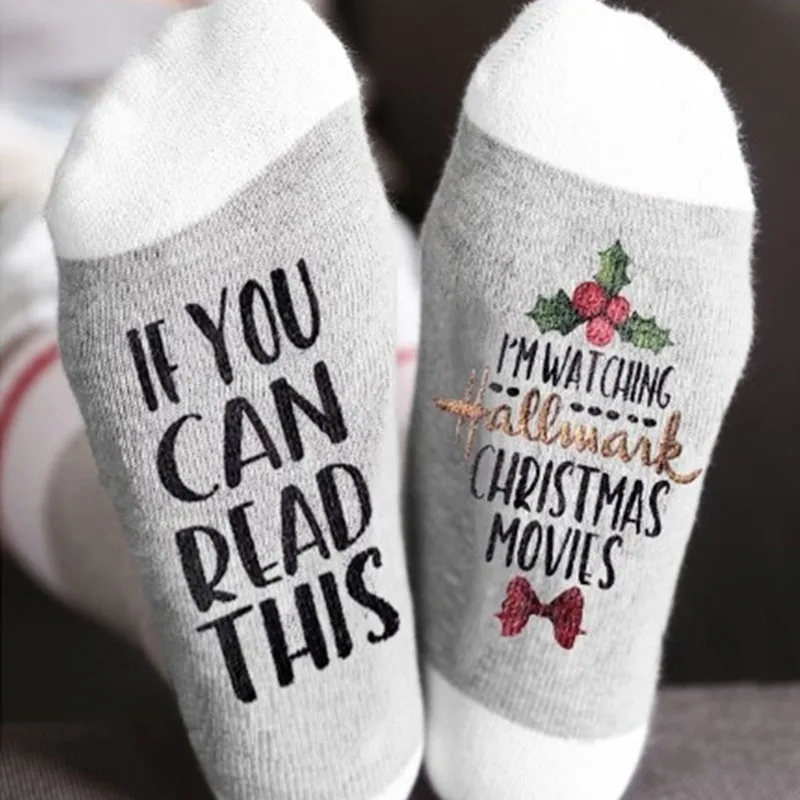 

LKWDer 3 парт/лот рождественские носки если вы можете прочитать это я смотрю рождественские фильмы носки женские мужские осенние зимние коротк...
