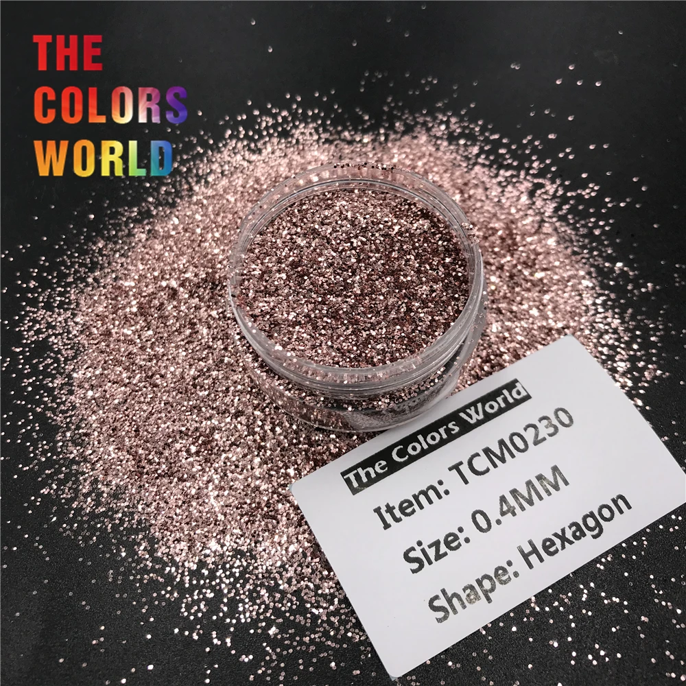 TCM0230 розовое золото цвет металлик блеск шестиугольная форма для ногтей украшение