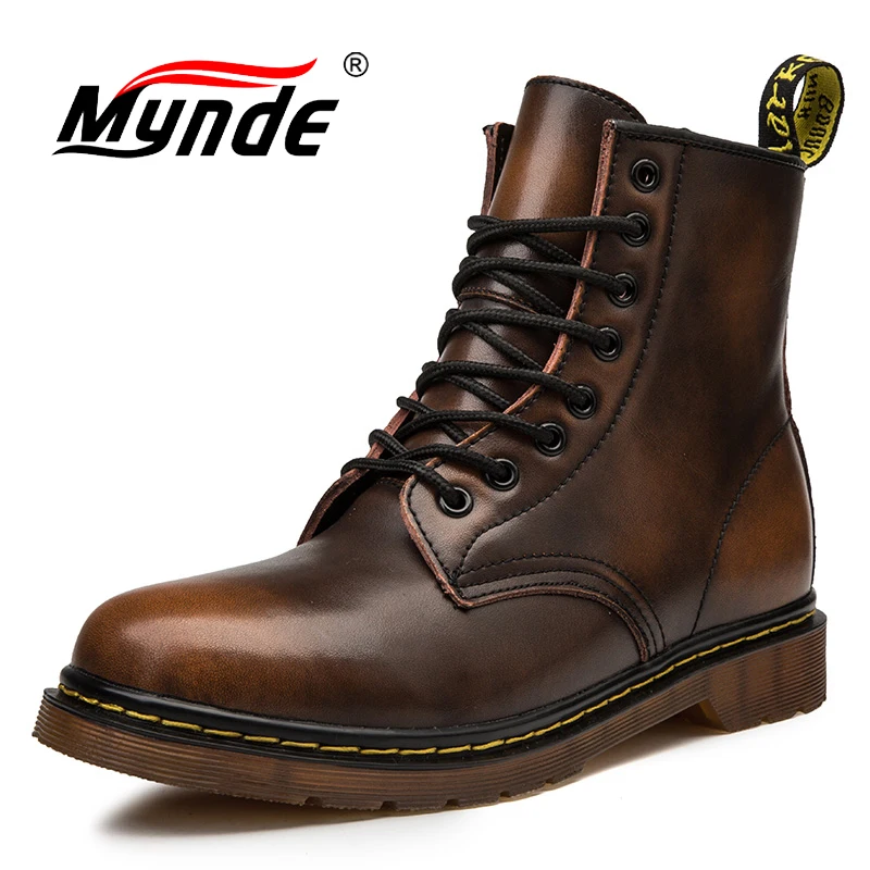 Новинка сезон осень зима модная мужская кожаная обувь высокие теплые плюшевые