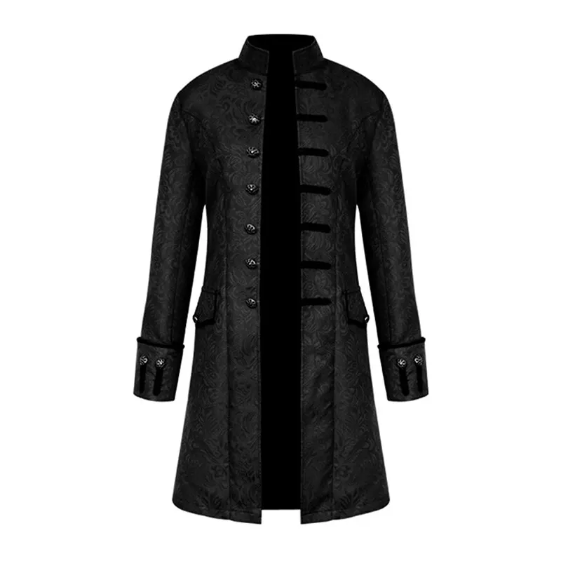Black 2 Oeak, мужская мода, готический стиль, стимпанк, цветное платье, пальто, новинка, Мужские приталенные, Ретро стиль, вечерние, с длинным рукавом, со стоячим воротником, блейзер - Цвет: Black 2