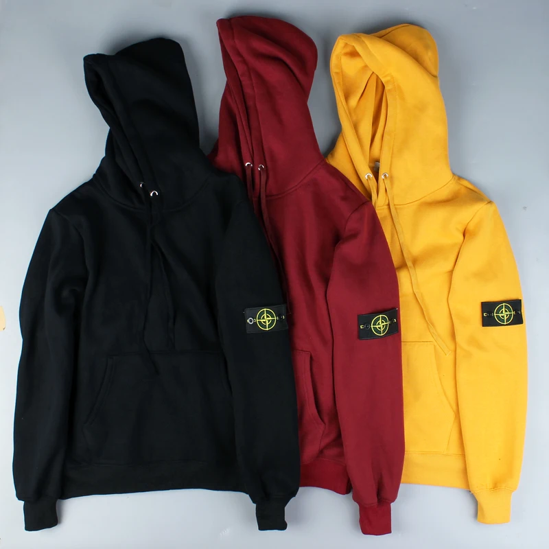 

Stone Island 2021 New Spring and Autumn Men's and Women's Trendy Sweaters All-match Solid Color Plus Velvet Hooded Pullover Jack