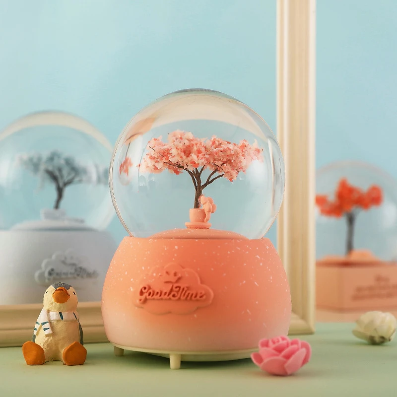 Strongwell Four Season Abstract Tree Sculpture Crystal Ball Resin Home Decoration Desk Decor Christmas Music Box Birthday Gift | Дом и сад