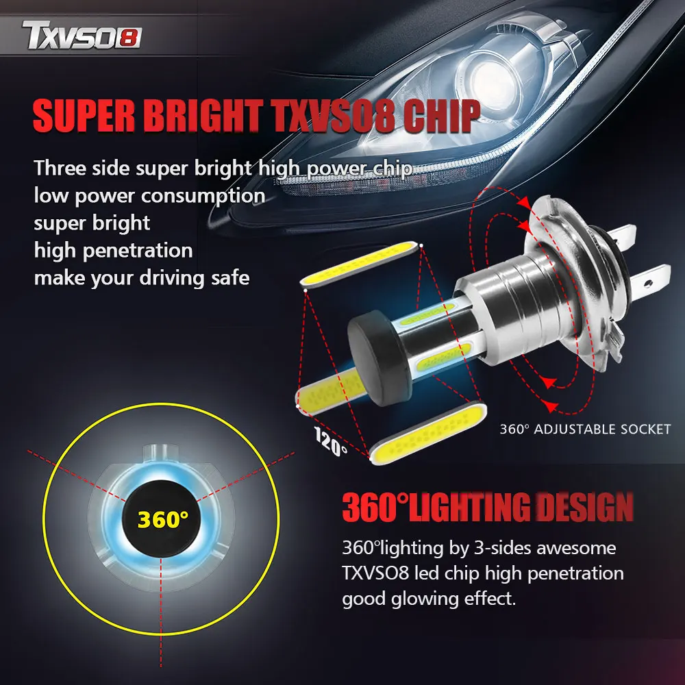 2 шт. автомобиль H7 светодиодный фары 12V 24V 110W 30000LM фар Conversion Kit лампы