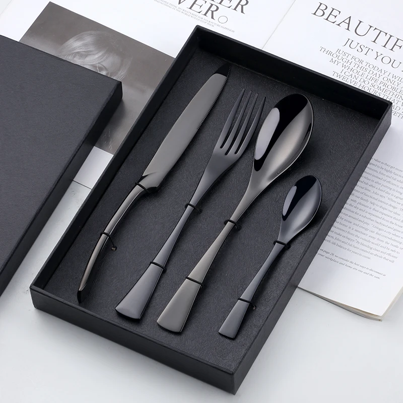 

Buyer Star Stylish Tableware Set With Box Flatware Cutlery Stainless Steel Utensils Kitchen Dinnerware include Knife Fork Spoon